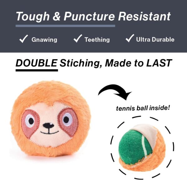 HugSmart Pet Zoo Ball 2 in 1 Plush and Squeaky Tennis Ball for Dog,No Stuffing Tough Interactive Fetch Dog Toys for Small Medium Large Dogs (4 Pack) - Image 3