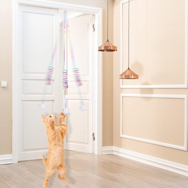 EASY JOY Interactive Cat Toys for Indoor Cats, Wiggly ball Cat Toys, Door Hanging Dangly Cat Feather Toys with Bells for Kittens to Exercise Eliminating Boredom, Bouncing cat toy（7Pcs） - Image 2