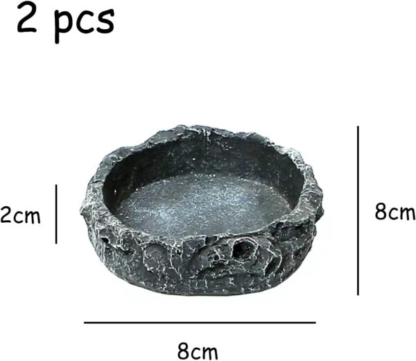 NA 2 Pcs Reptile Food Bowl, Reptile Feeder Pet Aquarium Ornament Terrarium Feeder, Resin Dish Lizard Feeder Food Bowl Rock Food Water Dish for Tortoise Lizard Chameleon Gecko - Image 2