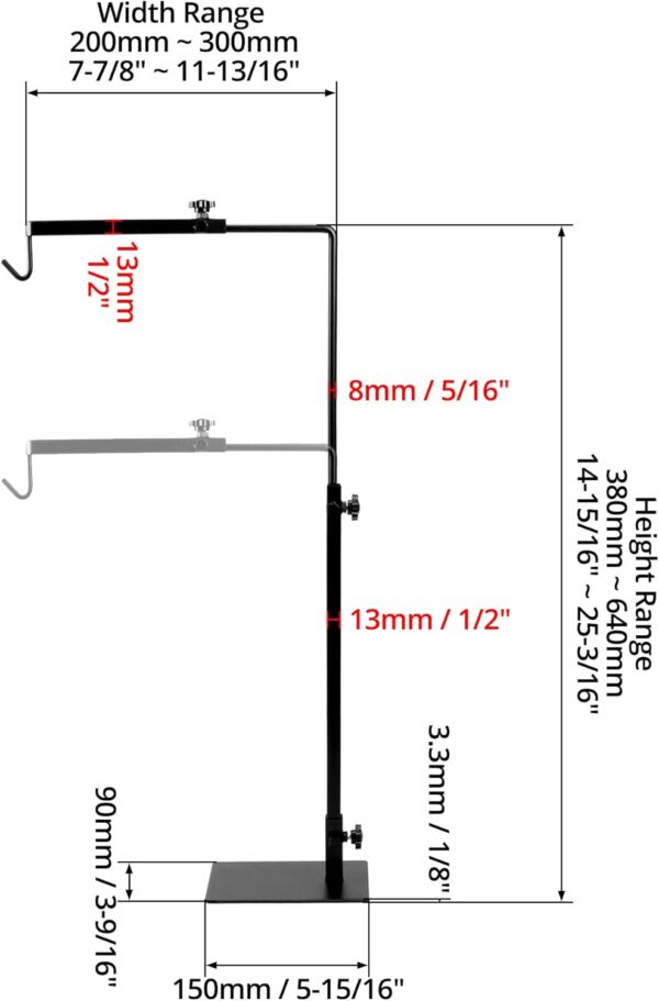 QWORK® Reptile Lamp Stand Adjustable 12-25 Inch Metal Heat Lamp Holder Hanger for Amphibians Snake Lizard Turtle Spider Terrarium Fish Aquarium - Image 5
