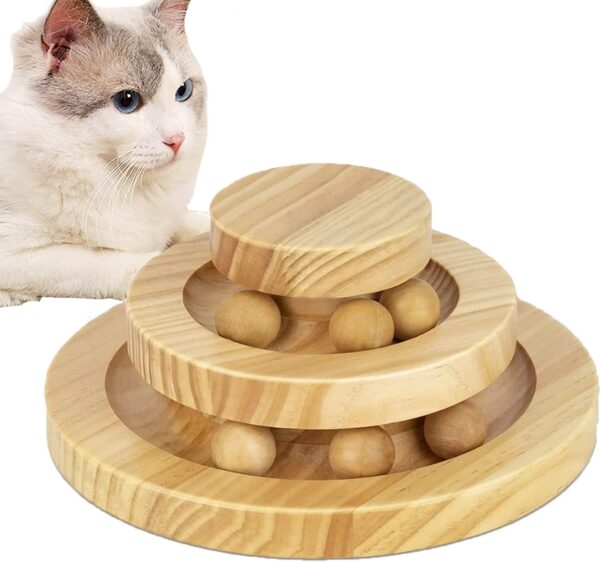 TSKDKIT Cat Toy Roller Exerciser Fun Cat Toy Indoor Pet Interactive Toy Bamboo Cat Ball Toy with Double Layer Rail, Teaser Cat Ball Toy for Kitten Puppy etc - Image 9