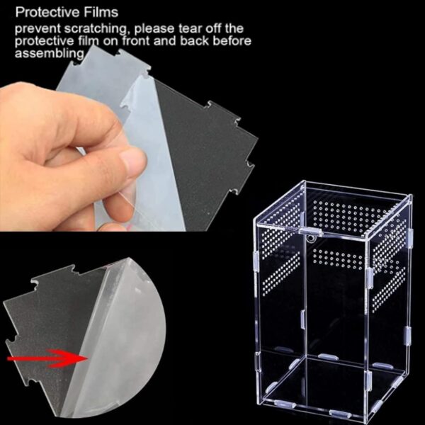 Topspitgo Tarantula Enclosure,Acrylic Transparent Terrarium,Stick Insect Enclosure,Reptile Breeding Box for Jumping Spider,Tarantula,Mantis,Snails,Spide,Scorpion,Centipede,Beetle (12x12x20cm) - Image 2