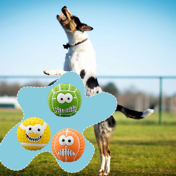 GLADFRESIT 3 Pcs Squeaky Dog Ball - Latex Rubber Dog Squeak Toys, Soft Bouncy Fetch Balls for Medium and Small Pets, Interactive Play and Puppy Chew Toy - Image 4