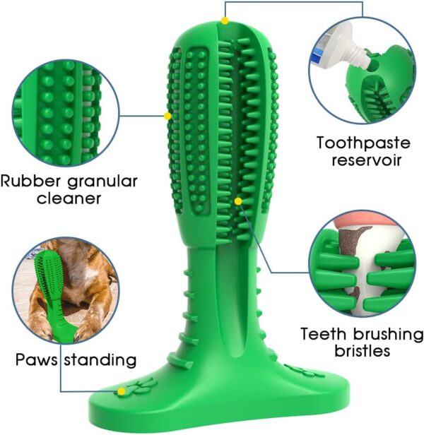 RUCACIO Upgraded Dog Toys, Indestructible Dog Chew Toy For Medium Small Chewers, Durable Dog Toothbrush Toys, Dog Dental Care Teeth Cleaning Toy, Puppy Dog Birthday Gifts (Green) - Image 6