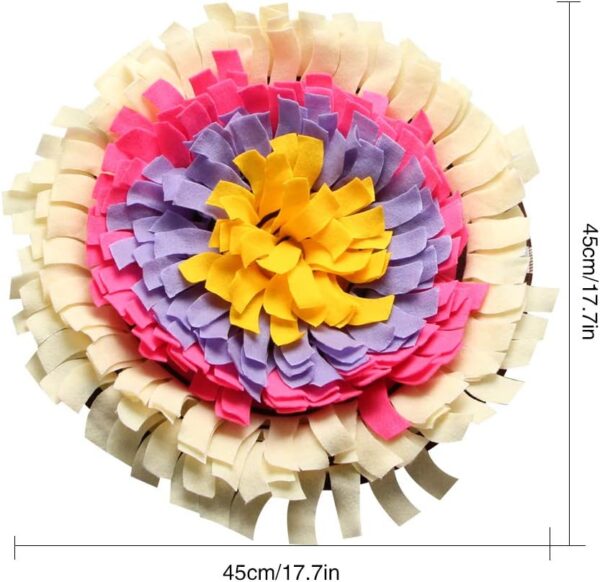 IFOYO Pet Snuffle Mat, Dog Feeding Mat Small Dog Training Pad Pet Nose Work Blanket Non Slip Pet Activity Mat for Foraging Skill, Stress Release, (G Flower, Diameter: 17.7in / 45cm) - Image 7