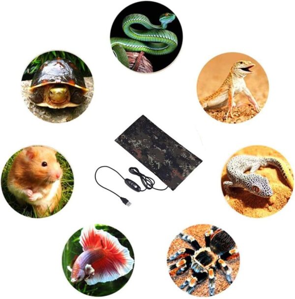 NEKOSUKI Reptile Heating Mat, 11x6 inch USB Waterproof Reptile Heat Pad Under Terrarium with 3 Levels Temperature Control, Japanese Carbon Fiber Heat Mat for Turtle, Tortoise, Snakes, Lizard, Gecko - Image 6