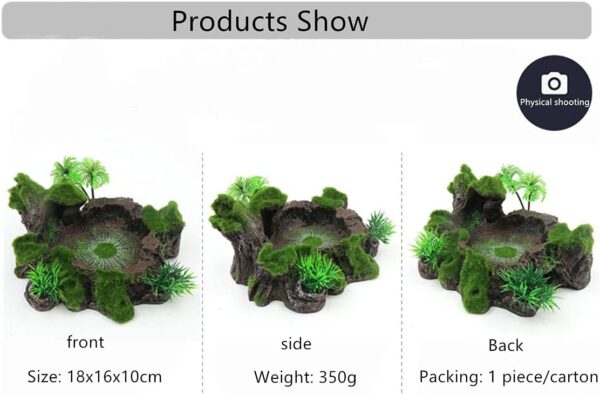 Tikwisdom Reptile water bowl, resin reptile platform designed by rocks and trees, habitat, decorative glass container, water tank decoration - Image 3