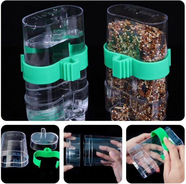 2 PCS Bird Cage Water Dispenser Water Feeders for Birds Automatic Bird Feeder Food Dispenser Bird Food Water Dispenser for Small Animals Parrot Canaries Cockatiels - Image 5
