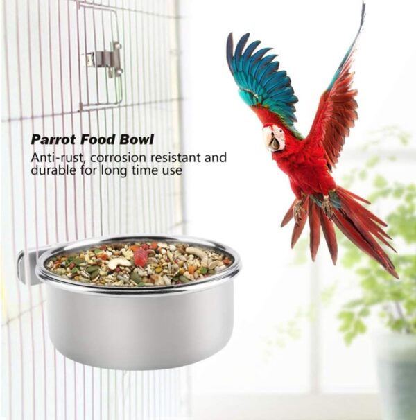 Tfwadmx Bird Feeding Dish Cups Parrot Food Bowl Clamp Holder Coop Cup, 2PCS Bird Cage Water Bowl for Parakeet African Greys Conure Cockatiels Lovebird Budgie Chinchilla - Image 8