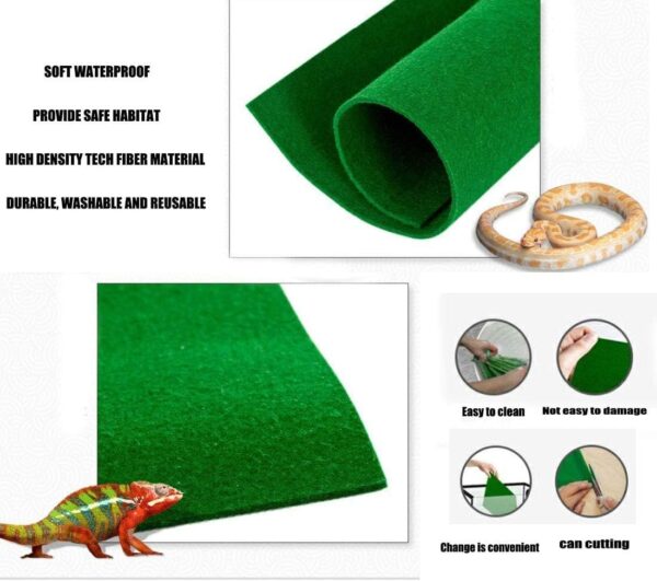 PINVNBY Reptile Carpet Lizards Bedding Pet Cage Mat Supplies Geckos Terrarium Substrate Liner With Fiber for Chamelon Bearded Dragon Turtles Iguana Snakes 2PCS - Image 3