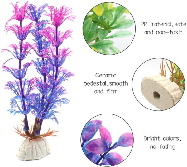 Huayue 15 x Aquarium Plants Decoration, Plastic Plants Aquarium Artificial Ornamental Plants for Aquatic Plants Plastic with Different Sizes Colours and Shapes - Image 3