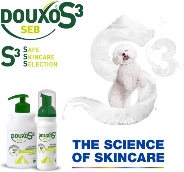 DOUXO S3 SEB - Mousse - Dog & Cat Hygiene - Oily skin - Flaky Skin - Anti-odour and Antidandruff - Hypoallergenic fragrance - Veterinary Recommended - 150ml - Image 5