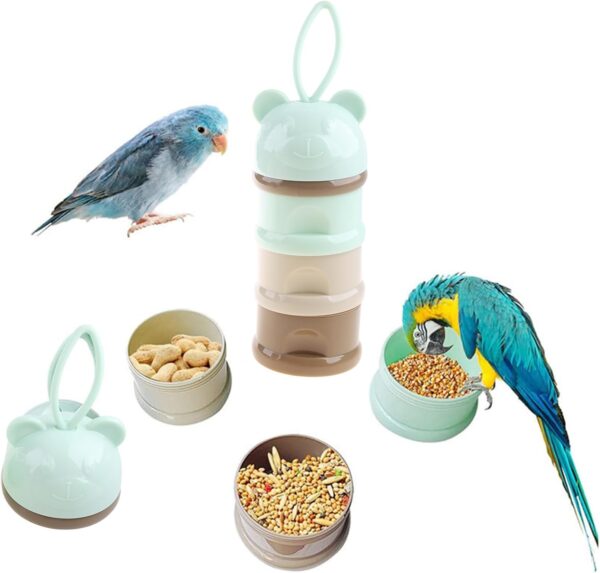 Portable Bird Feeder Cups Parrot Food Treat Box Compact Food Storage Container For Birds Travel Cage For Carrier - Image 2