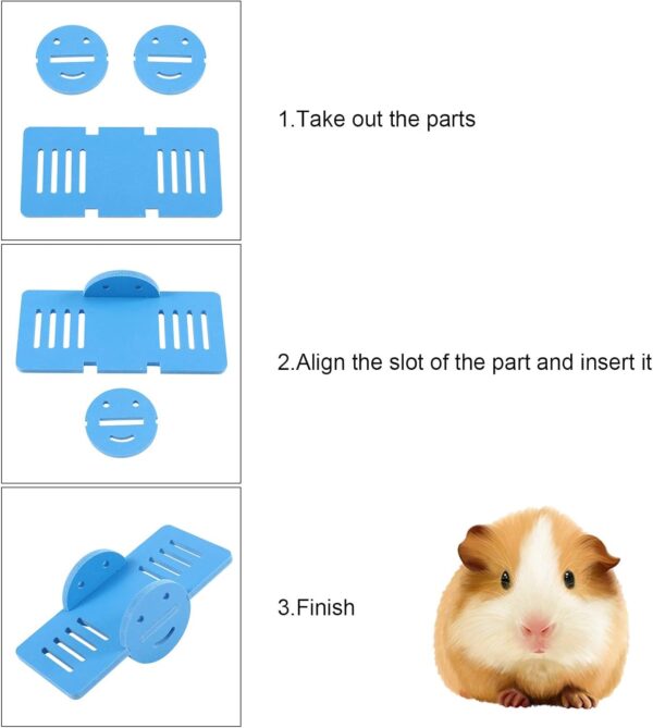 Smilcloud 5 Pcs Lovely Hamster Play Toys, Rainbow Bridge & Seesaw & Swing, Climb and Play Toy, Hamster Chew Toys DIY Hamster Cage Accessories for Small Pets(Blue) - Image 3