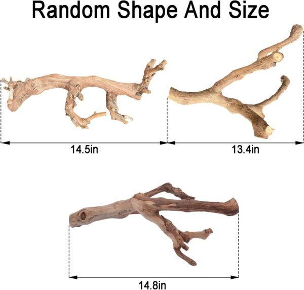 BNOSDM 2PCS Reptile Wood Branches Decor Lizard Habitat Decoration Snake Climbing Branch Accessories Terrarium Tree Trunk Ornament for Bearded Dragon Gecko Frog Chameleon Spider - Image 3