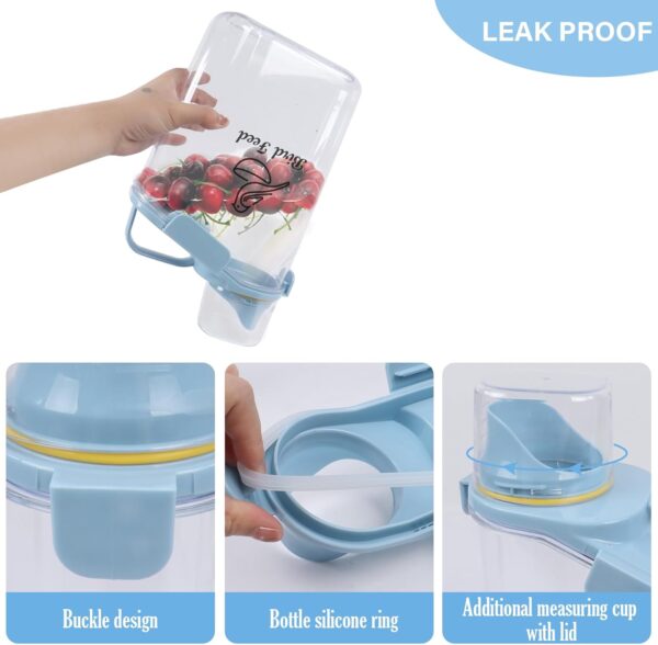 Ctomche Pet Food Storage Container,Bird Food Storage Container with Measuring Cup and Pour Spout,Airtight Bird Seed Storage BPA Free Plastic Transparent Leakproof Seed Storage Container,2.8L,Blue - Image 4