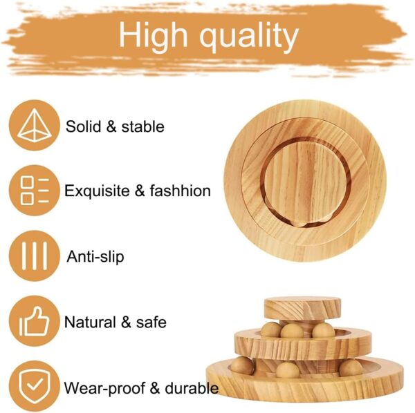 TSKDKIT Cat Toy Roller Exerciser Fun Cat Toy Indoor Pet Interactive Toy Bamboo Cat Ball Toy with Double Layer Rail, Teaser Cat Ball Toy for Kitten Puppy etc - Image 5