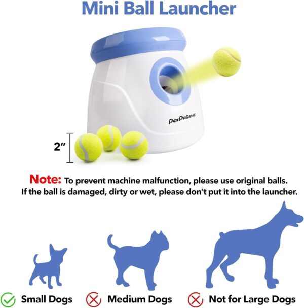 pet prime Automatic Dog Ball Launcher, Dog Ball Thrower, Interactive Puppy Pet Fetch Toy, Mini Dog Ball Throwing Machine for Small and Medium Dogs, With 3 PCS 2" Tennis Balls - Image 3