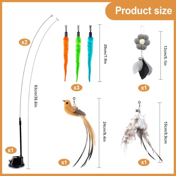EASY JOY Cat Interactive Toys for Indoor, Cat Toys Feather Refill Flying Bird Kitten Toy, Cat Toys Dangle for Exercising Eliminating Boredom (9PCS) - Image 5
