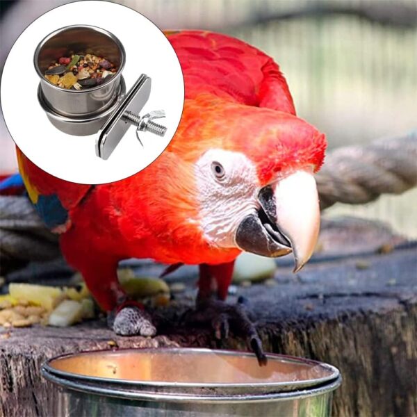 2 Pcs Parrot Bowl Stainless Steel Parrot Feeding Cups Sturdy Water Bowl Bird Feeding DishSuitable for Parrots Macaws or Other Birds Bird Feeding Dish (S-4.4/5.5cm) - Image 6