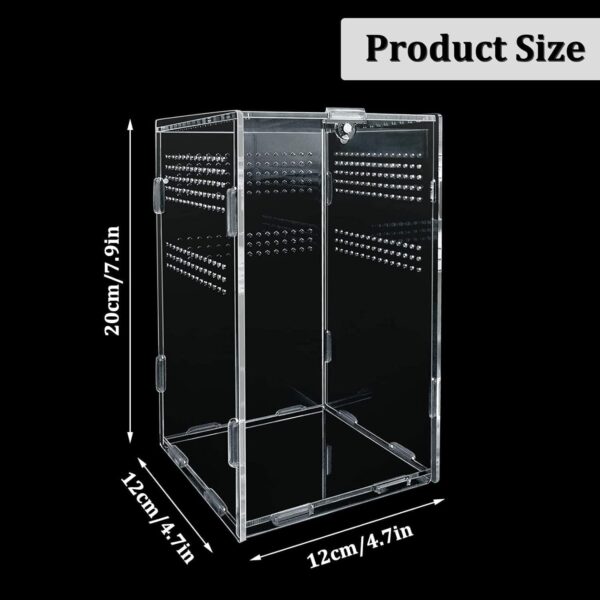 yingd Terrarium Kit, Reptile Breeding Box, Stick Insect Enclosure, Tarantula Enclosure, Transparent Reptile Feeding Box for Spide, Lizard, Scorpion, Mantis, Geckos, Beetle, Crickets (12x12x20cm) - Image 2