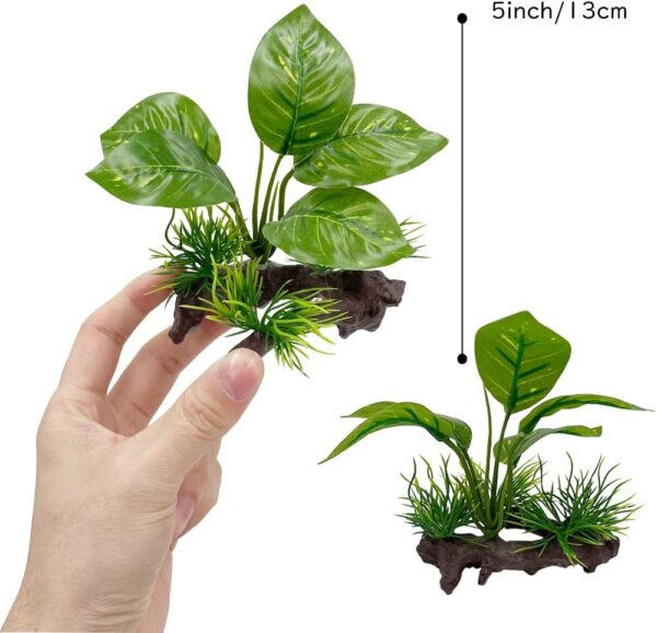 Aquarium Plants Fish Tank Decorations Composite Plastic Artificial Plant Goldfish Waterscape Fish Hides Plastic Driftwood Silk Leaf Set (Wood/Leaf Set) - Image 3