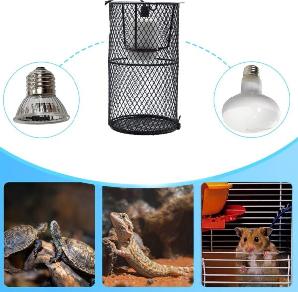 Reptile Heat Lamp Heater Holder Ceramic Heat Lamps Lampshade Holder Anti Hot Bracket Cage for Bearded Dragon, Lizard, Tortoise, Snake, UK Plug (Large) - Image 5