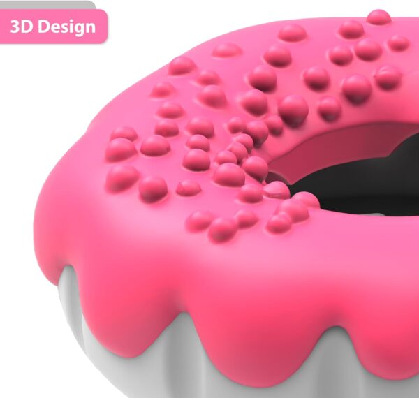 PetBuds Indestructible Dog Toys - Interactive Dog Toys For Boredom - Doughnut Shape Treat Dispenser Dog Toy and Chew Toys For Dogs - 2 in 1 Dog Treat Toy and Dog Chew Toys. (Pink & Yellow, Doughnut) - Image 3