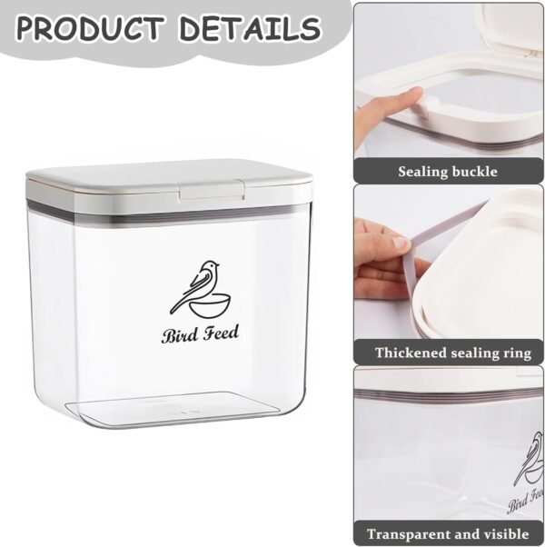 Ctomche Pet Food Storage Container Bird Food Storage Container Airtight Pet Food Storage Container BPA Free Plastic Transparent Leakproof Seed Storage Container - Image 3