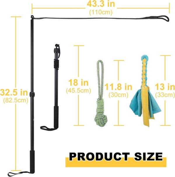 Flirt Pole Rope Dog Toy with Rope Ball and Chasing Tail Chewing Braided Cotton Rope Outdoor Interactive Tug Extendable Teaser Training Wand Pet Flirt Stick for Small Medium Large Dogs - Image 3