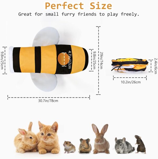 Pawaboo Cat Tunnel for Indoor Cat, Collapsible Cat Tube Tunnel Interactive Cat Toy Cat Play Tunnels with Bell Ball Crinkle Paper Peek Hole, Bee Theme Pet Tunnel Toy for Cat Kitten Kitty Puppy Rabbit - Image 7