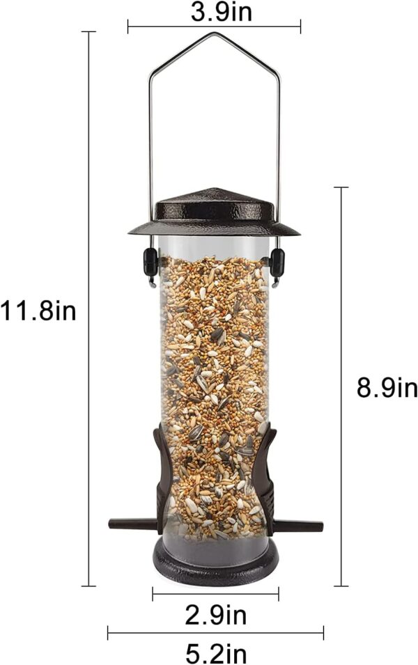 Hanging Bird Feeders Bird Seed Feeder Metal Wild Bird Feeding for Garden 2 Ports Heavy Duty Bird Feeders Weatherproof 2 Packs-Coffee - Image 2