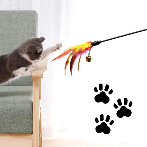 Besimple Set of 6 Feather Wands for Cats - Variable Colour - Coloured Feathers - for Cats and Kittens - Image 3