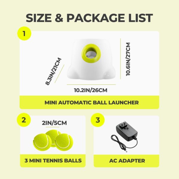 ALL FOR PAWS Automatic Dog Ball Launcher, Interactive Dog Tennis Ball Thrower, Interactive Puppy Pet Fetch Toy, Mini Dog Ball Throwing Machine for Small and Medium Dogs, With 3 PCS 2" Tennis Balls - Image 9