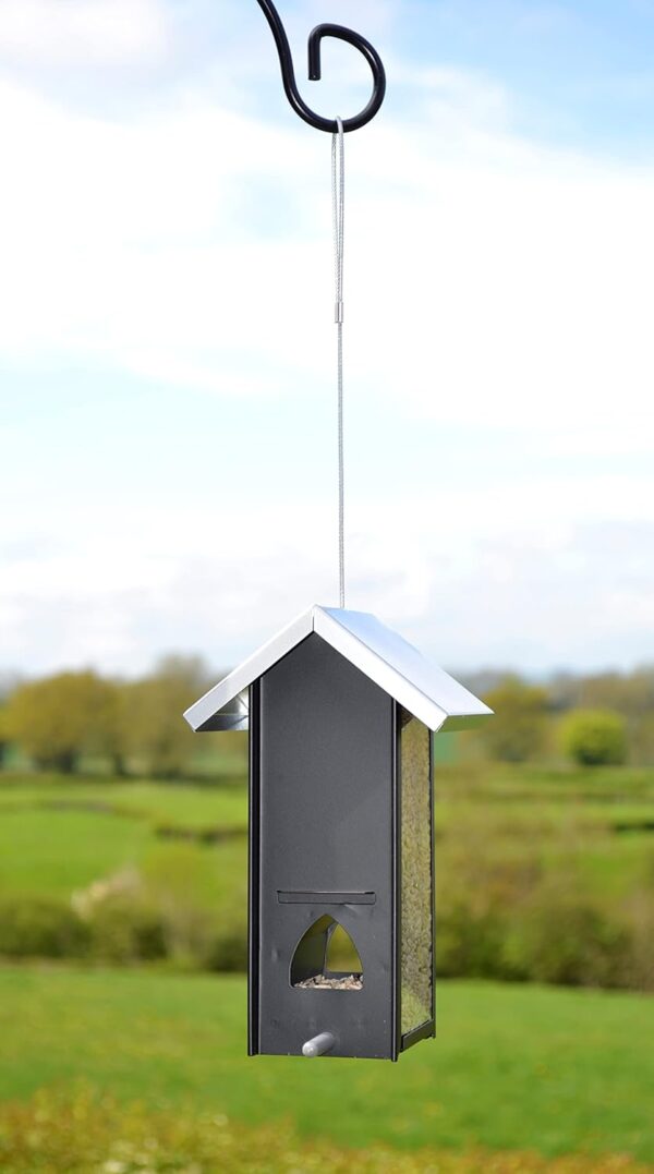 Supa Cambridge Wild Bird Seed Feeder, House Shaped Contemporary Feeder, Ideal For Small & Medium Sized Garden Birds, Black - Image 5