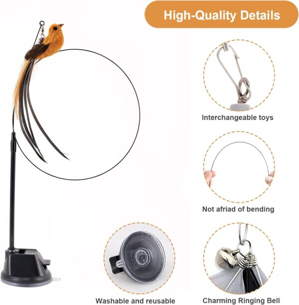 EASY JOY Cat Interactive Toys for Indoor, Cat Toys Feather Refill Flying Bird Kitten Toy, Cat Toys Dangle for Exercising Eliminating Boredom (9PCS) - Image 4