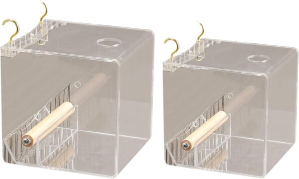 Budgies Feeding Box Dustproof Food Dispenser Antispill Parrots Food Feeding House Birds Cage Feeder Clear Food Container - Image 5