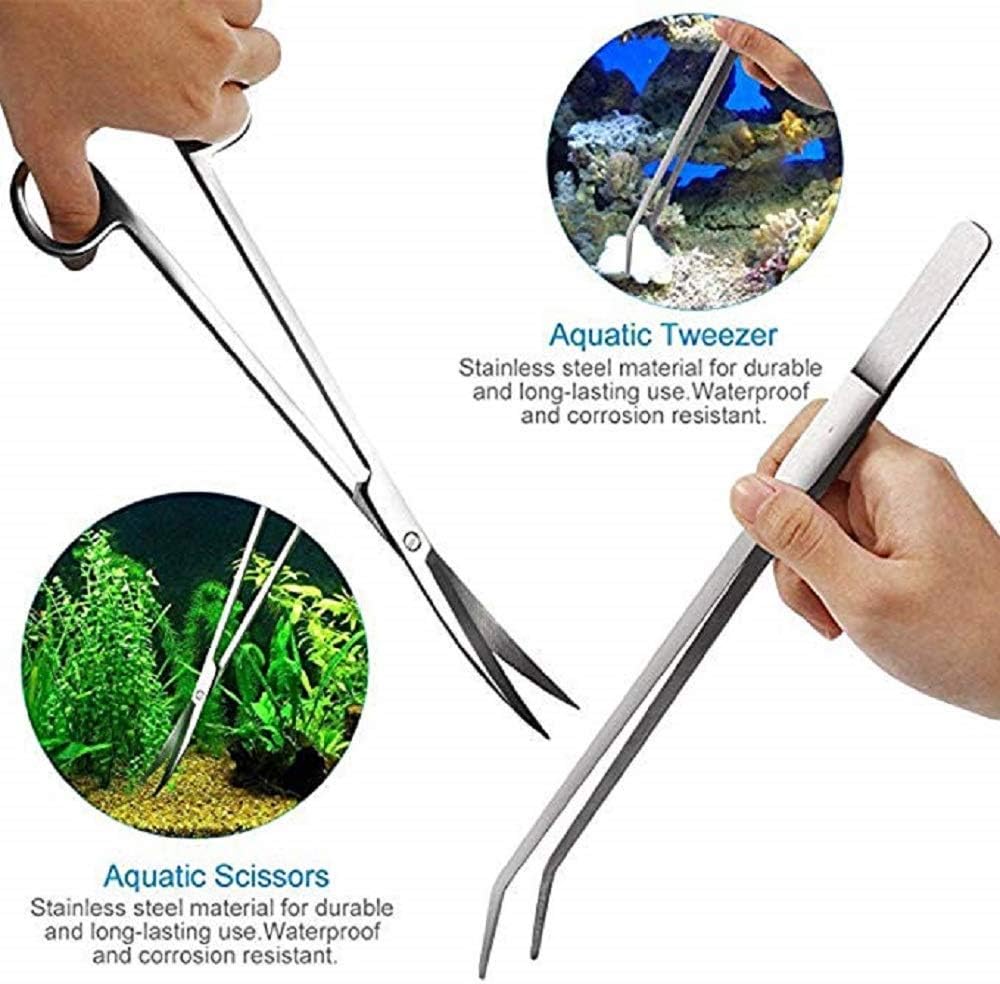 Signstek Aquarium long Tweezers Scissors Spatula Tool Set - 5 in 1 Stainless Steel Fish Tank clean accessories kits for Aquatic Plants, Snakes, Spiders - Image 4