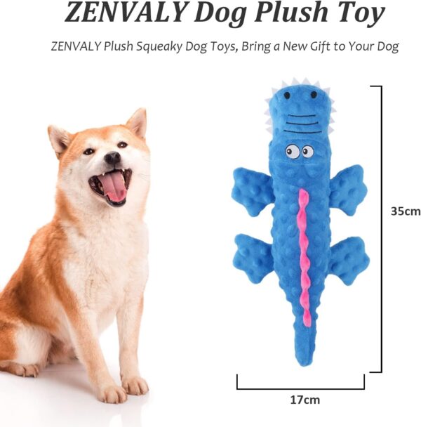 ZENVALY Dog Plush Toy, Interactive Squeaky Dog Toys, Soft Plush Pet Toy, Crocodile Toys for Puppy, Tough Chew Toys, Durable Dog Training Toys for Small and Medium Dogs, Blue - Image 2
