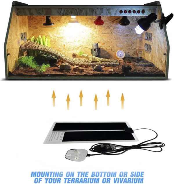 FIPASEN Reptile Heating Mat, Reptile Heating Pad with Temperature Adjustment for Reptiles Tortoise Snakes Lizard Gecko Hermit Crab Turtle Amphibians - Removable Terrarium Heat Mats(7W, 11x6 inches) - Image 9
