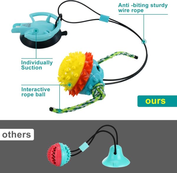 Dog Toys Ball,Interactive Dog Toys Tug of War,Dog Toys for Aggressive Chewers,Dog Self Playing Toys for Boredom With Individually&Removable Suction Cups, Also For Pets Bathing Brushing Playing - Image 4