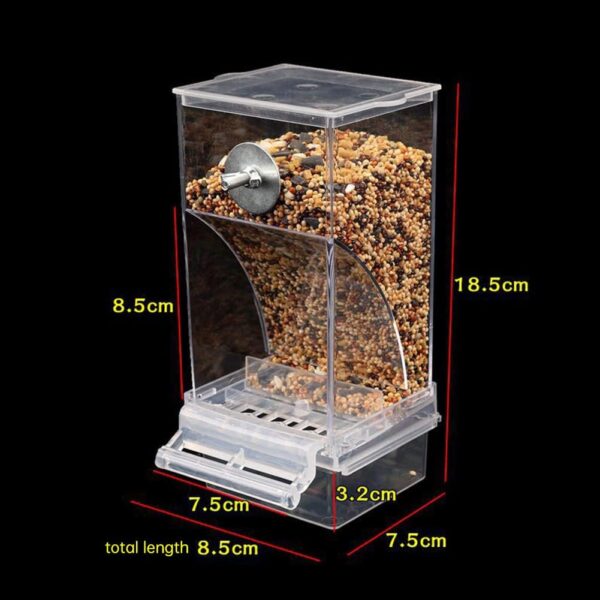 Uposao Automatic Bird Seed Feeder Plastic Splash Proof Bird Food Box Birdcage Window Feeder Pet Parrots Food Feeder for Budgerigar Canary Cockatiel Finch Parakeet - Image 2