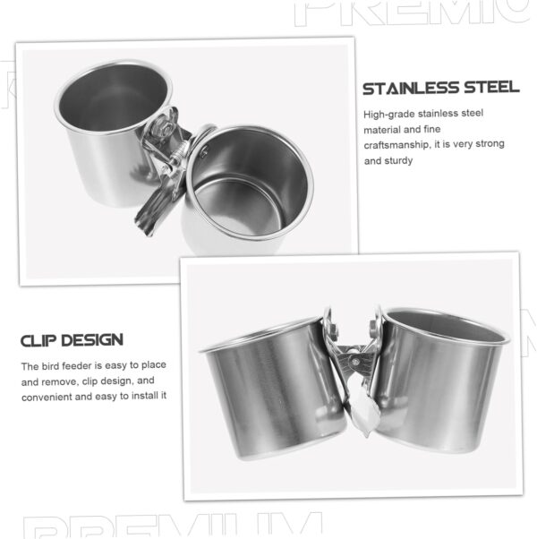 Happyyami 2pcs Stainless Steel Bird Bowl Cockatiel Pet Parrot Feeding Cups Hanging Bird Dish Bird Feeding Tray Parrot Food Bowls Bird Food Cup Parrot Feeding Bowls Cage Food Feeder Feeders - Image 9