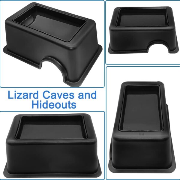 Hamiledyi Reptile Hide Box Gecko Hideout Cave with Sink Humidifier Lizards Hideaway Hut Flexible Leaves Pet Habitat Decor for Snakes Leopard Spiders Turtles Amphibians - Image 3