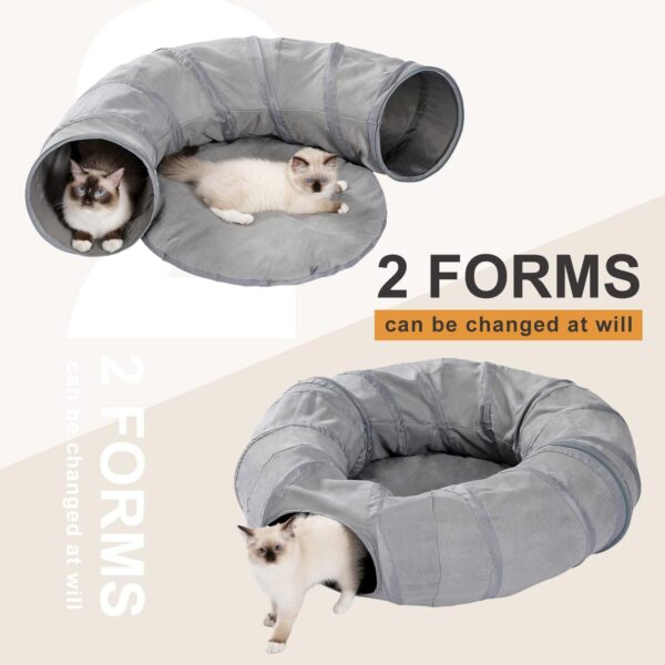 PAWZ Road Cat Tunnel Bed with Central Mat and Peek Hole Cat Bed with Cat Toy Hanging Balls -Tunnel Bed - Image 2
