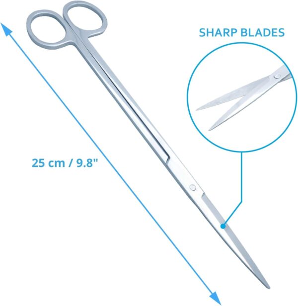 VORESTIC Straight Aquarium Scissors, 25cm Terrarium Scissors, Aquarium Plant Scissors, Fish Tank Scissors, Aquascaping Scissors for Trimming, Pruning Aquarium Plants - Image 2