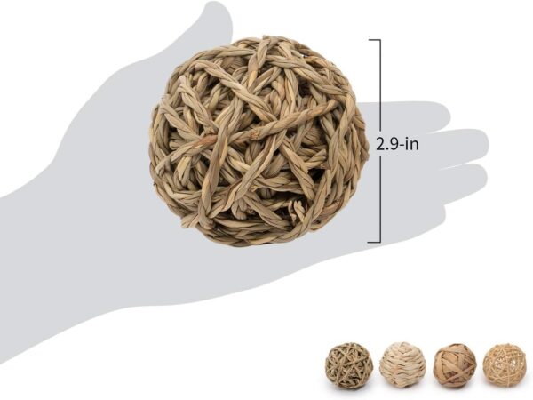 Niteangel Natural Chew Activity Toys Fun Safe Hay Grass Pet Balls for Chinchilla Guinea Pig Rats Rabbits Hamster Gerbil Degu Bunny and Other Small Animals (4 Balls) - Image 5