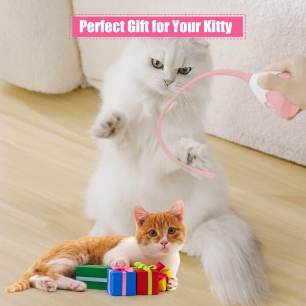 Interactive Cat Toys for Indoor Cats, Automatic Irregular Moving Cat Toy with Lifelike Prey's Tail Silicone Tail, 2 in 1 Rechargeable Exercise Cat Wand Toy for Cats Adult (GJWB) (Pink) - Image 7