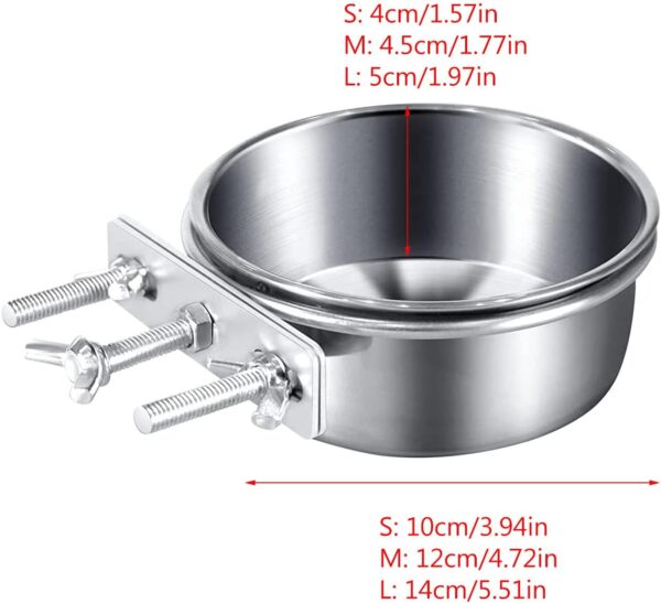 Bird Feeding Dish Cups Parrot Removable Stainless Steel Bowl Parrot Food Bowls Screw On Bird Feeder Bowl With Clamp - Image 3
