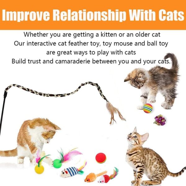 21 Pcs Cat Toys for Indoor Cats Adults, Kitten Toys for Indoor Cats, Cat Tunnel Toys, Cat Toys Set Feather Wand Ball Toy for Kitten Cats - Image 4